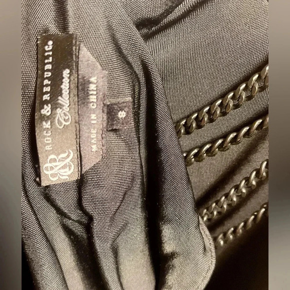 Rock & republic blck chain detail low back spaghetti strap evening party dress 8 - Picture 6 of 7